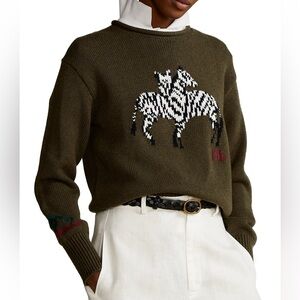 Polo Ralph Lauren hand knit zebra rollneck sweater